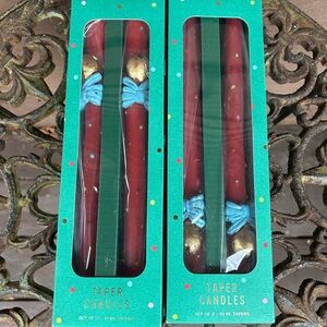 Anthropologie Red and Blue Taper Candles